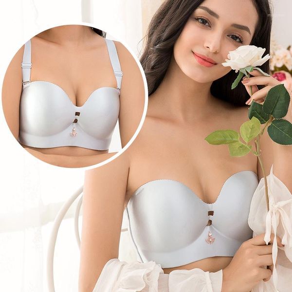 

plus size seamless bra for women lingerie push up brassiere c d e f cup wedding dress wireless bralette insivible underwear1, Red;black