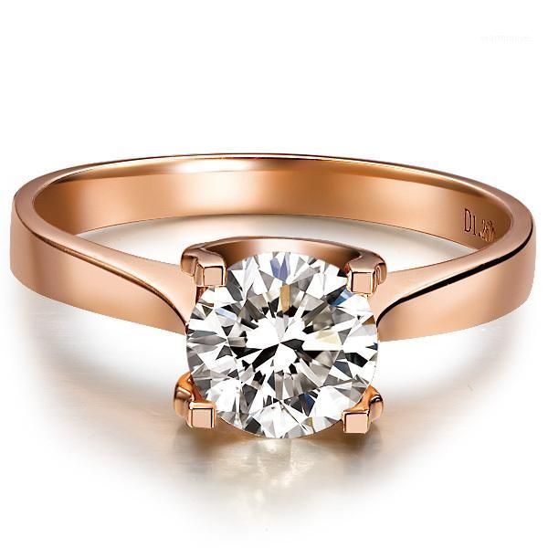 

classic 1ct engagement ring for women 925 sterling silver rose gold finish non-allergy finger ring1, Golden;silver