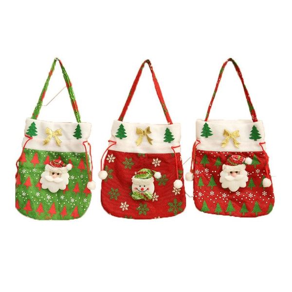

christmas handbag atmosphere tree decor eco friendly santa reindeer snowman sack children candy gift bag high capacity christmas decoration