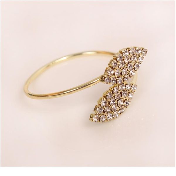 

50pcs/lot gold silver diamond glitter napkin rings leaves serviette holder for wedding party banquet l home de qylsbm