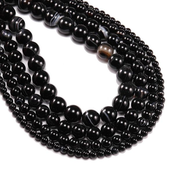 

1strand lot 4 6 8 10 12 mm natural black banded agat natural stone round beads for jewelry making diy bracelet necklace h bbyhtj