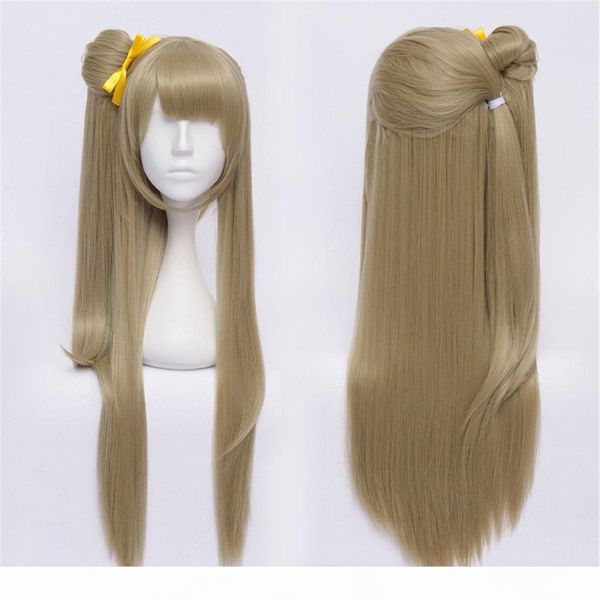 

gt;&gt;&gt;new fashion love live cosplay hair flaxen straight long wig, Black;brown