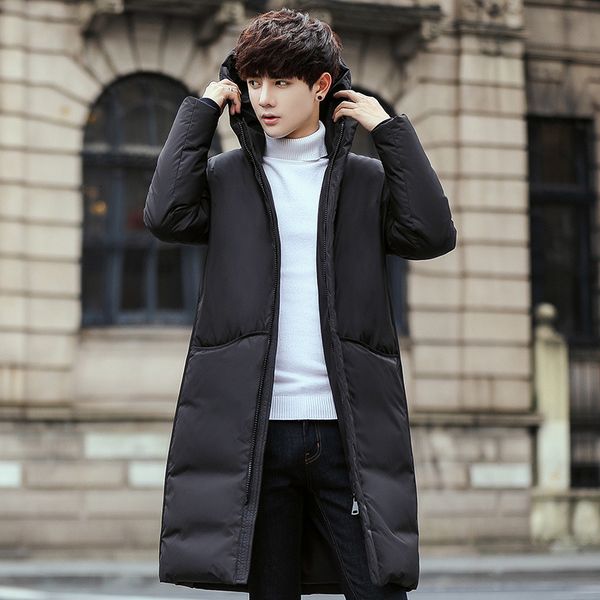 

mens parkas winter men's cotton-padded down jackets men casual hooded warm long wadded jacket male trenchs coat outerwear, Black