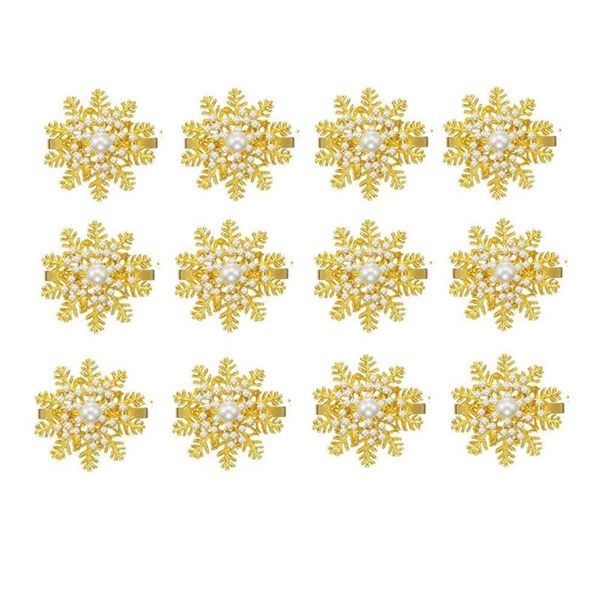 

napkin rings 12 pieces of snowflake ring pearl christmas holder buckle metal flower