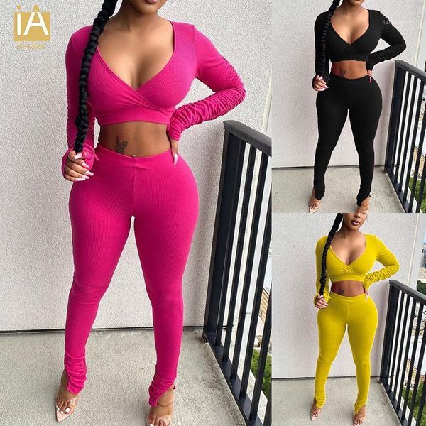 

2 pieces set slim crop + padded sporting leggings active wear outfits skinny stretch outwear women fitness tracksuit fall1, Gray
