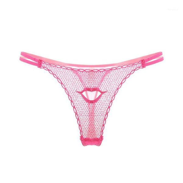 

low-waisted breathable thong lip pattern panties lace hollow out g-string underwear valentines day gifts women lingerie1, Black;pink