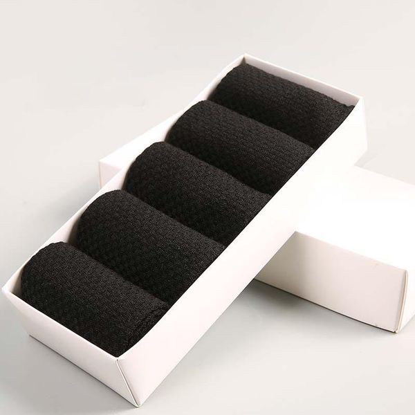 

q 5pairs/lot casual thin socks breathable men's socks deodorization business style bamboo fiber for male spring/summer, Black