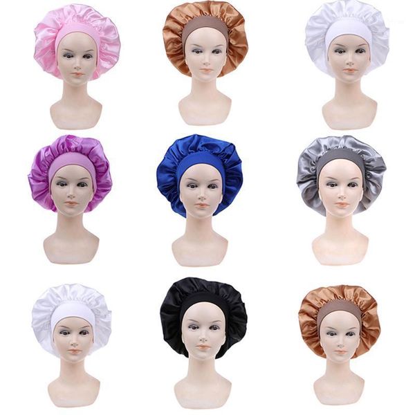 

shower caps 1pc satin sleeping hat night sleep cap hair care bonnet nightcap for women men bonnet1