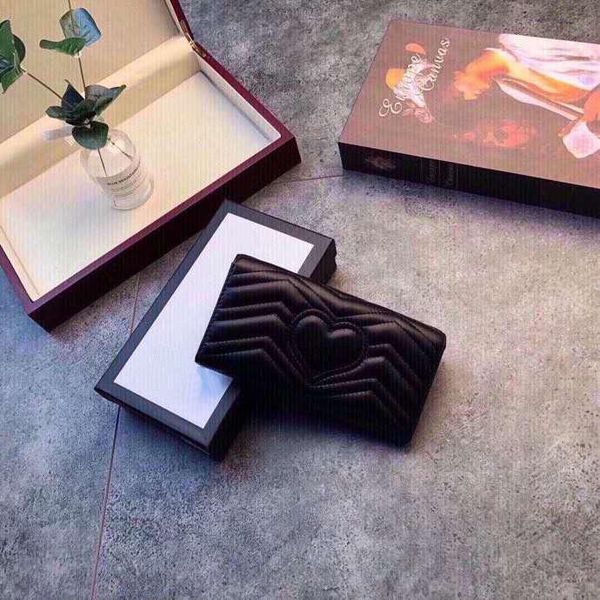 

luxury 3a high-end classic heart-shaped patterned wallet with box ladies genuine leather rectangular flip wallet clutch bag wholes326n, Red;black
