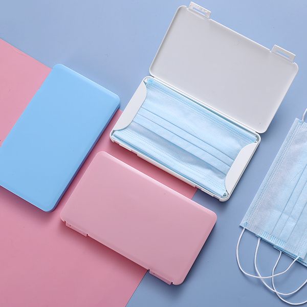

face mask folder storage case mouth mask clip storager solid color plastic dust proof moisture-proof folding protective organizer vt1918