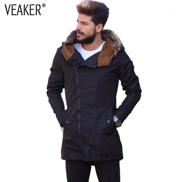 

2018 men's autumn parkas coat male slim fit fur collar hooded long coat jacket parka casual thin jacket outerwear plus size 5xl1, Tan;black