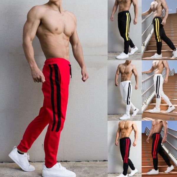 

fashion casual sports men's pants color matching slim trousers spring and autunm full length pencil pants 3xl1, Black