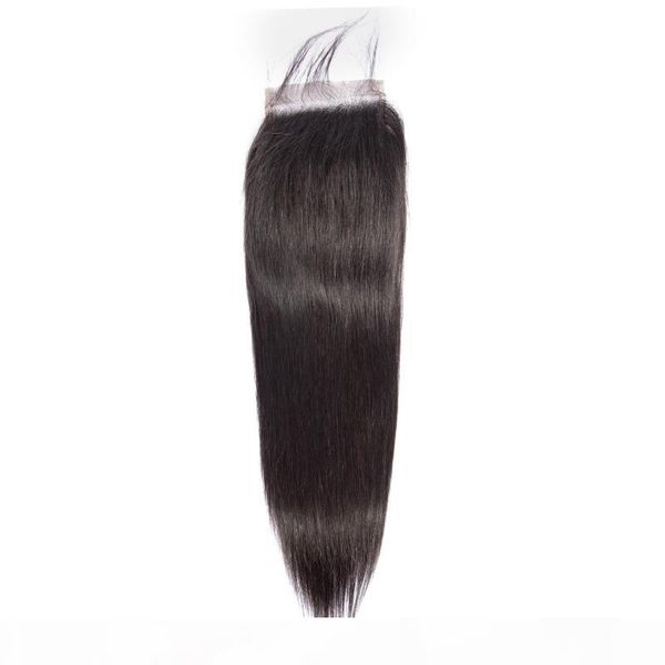 

indian virgin hair 4x6 lace closure with baby hair natural color straight 6*4 closure middle three part straight, Black;brown