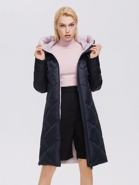 

miegofce zipper front drawstring detail winter coat 73rv#, Black