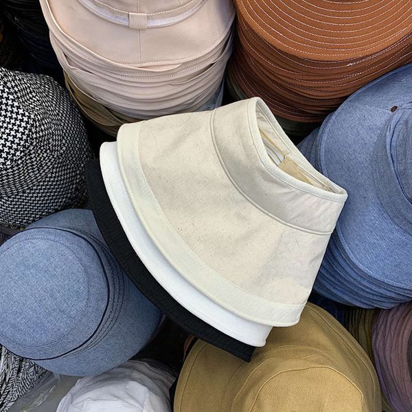 

empty personality no korean pure sunshade summer sunscreen car windproof hat elegant plain color tide, Blue;gray