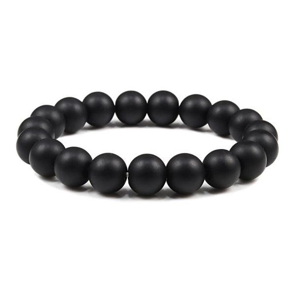 

beaded, strands men bracelet natural 10mm lava matte black beads stone bracelets stretch charm women healing energy jewelry pulsera hombre