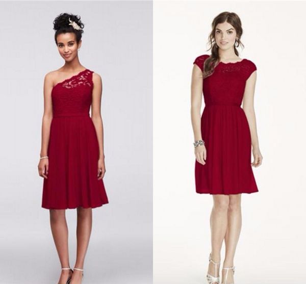 

2021 short bridesmaid dresses knee length lace wedding guest party gown chiffon a line backless maid of honor dress plus size al8543, White;pink