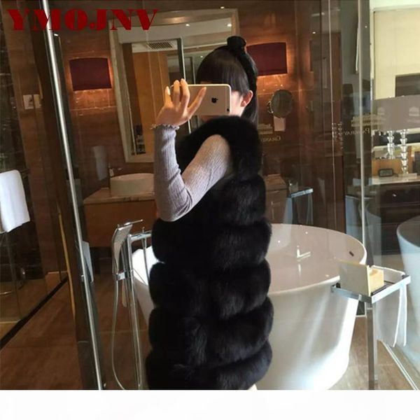 

высококачественный меховой жилет hoot faux теплые женские пальто жилеты зимние моды меха женские пальто пиджаки gilet viese 4xl, Black