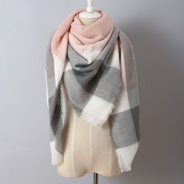 

brand cashmere scarf plaid designer acrylic blanket wrap warm winter scarf shawl for women, Blue;gray