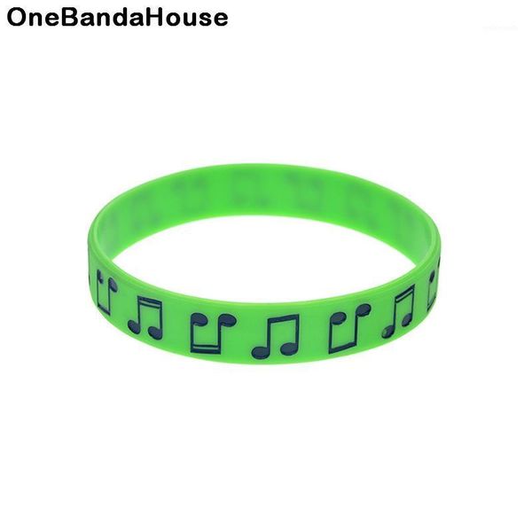 

other bracelets obh 50pcs desig music note silicone rubber bracelet 5 colors1, Golden;silver