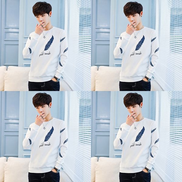 

корейская мужская одежда 2020 осень новый стиль свитер круглый случайные шеи пуловер sweatertop sweatermen пуловер с длинным рукавом свободн, Black