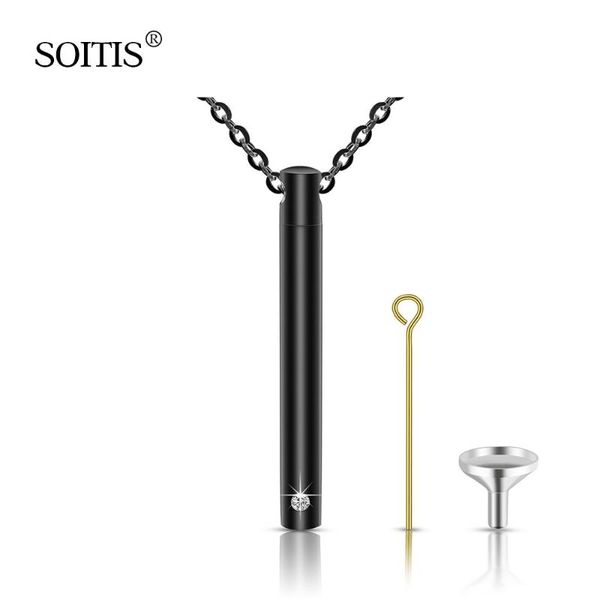 

soitis 5pcs/lot cylinder crystal pendant decoration keepsake openable cremation ash fillabled necklace, Silver