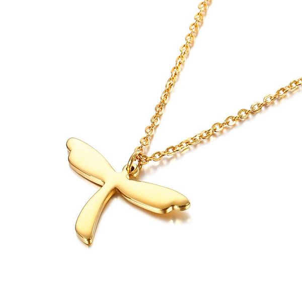 

fashion trend stainless steel dragonfly clavicle chain creative personality titanium steel necklace, Silver