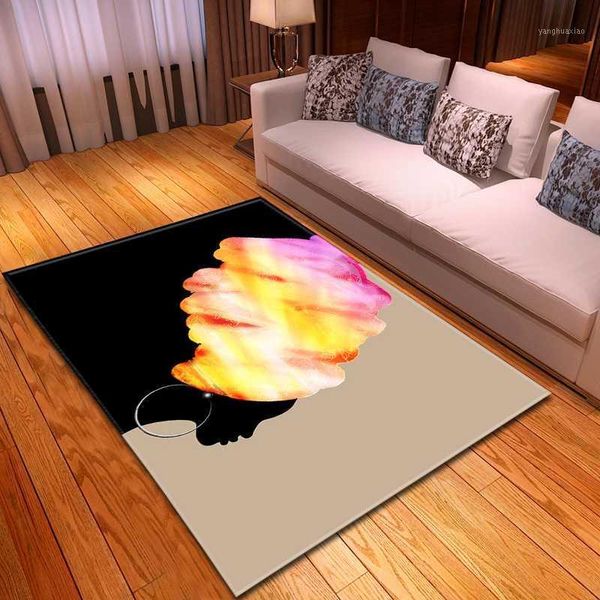 

carpets sand painting african girl portrait area rug home decor shoebox mat balcony bedside 3d living room carpet1