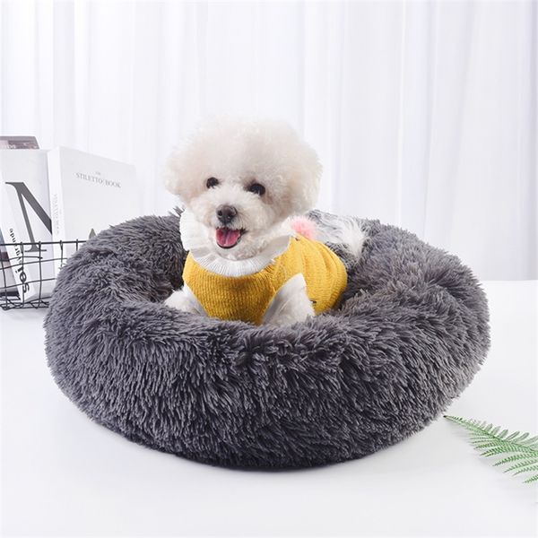 Cama de pelúcia longa suave para cão gato inverno quente cão sofá colchão para pequenos grandes cães de estimação fofo kennel coxim acessórios 201130