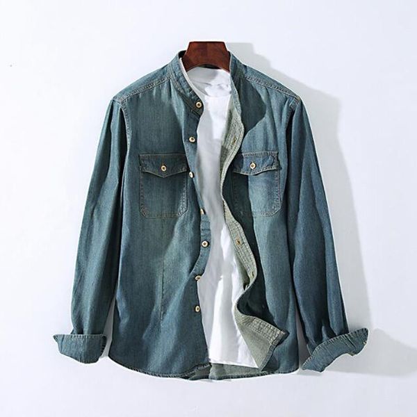 

men's casual shirts spring autumn denim shirt men long sleeve fit slim blue plus size, White;black
