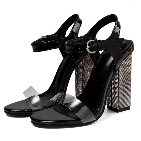 

summer square hig shoes bling high-heeled nightclub shoes ladies party wedding large 42 ladies high-heeled sandals1, Black
