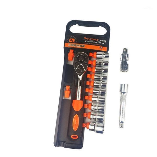 

13pcs ratchet wrench set cycle socket wrench kit combination set chrome steel stick spanner equipment car repair1
