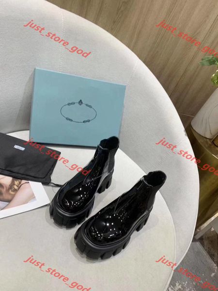 

new arrival 2020 fashion design trend women's shoes fashion british boots round toe martin boots patent leather platform round toes up, Black;red