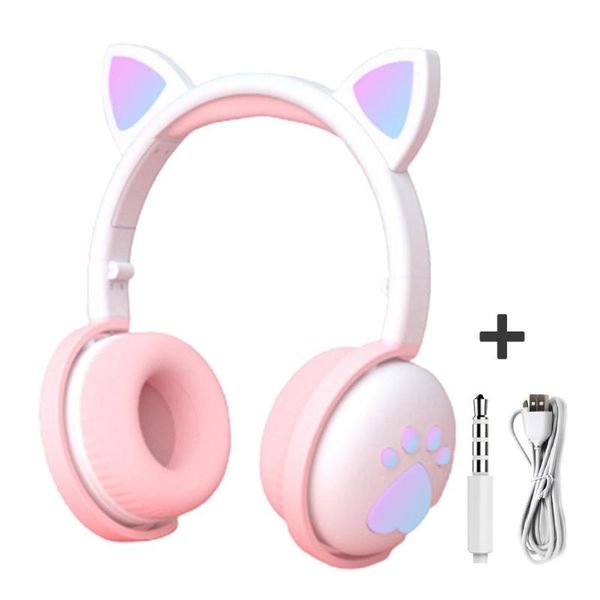

wireless bluetooth cat ear headset led lights glow colorful high-definition call with microphone foldable live headphones