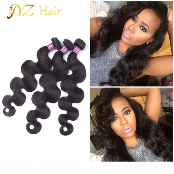 

jyz brazilian virgin hair body wave 3 bundles 100 peruvian human hair weave bundles unprocessed virgin hair malaysian body wave, Black
