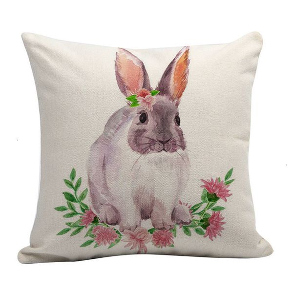 

bunny easter color rabbit 45*45cm eggs home cotton linen throw pillow case cushion cover 8 nzthg