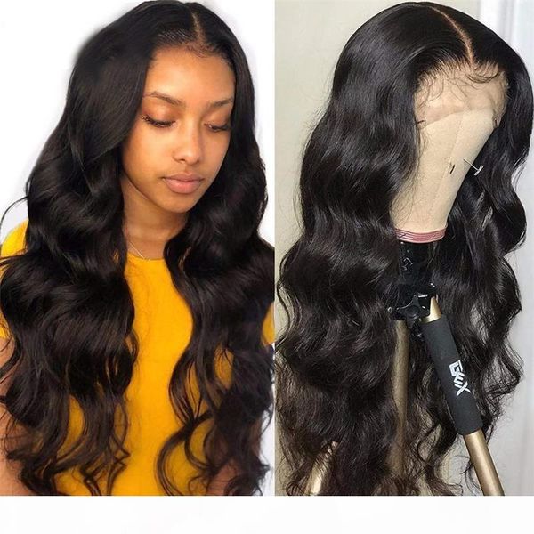 

unprocessed brazilian indian body wave virgin hair full lace wigs lace front human hair wigs with baby hair natural hairline for black women, Black;brown