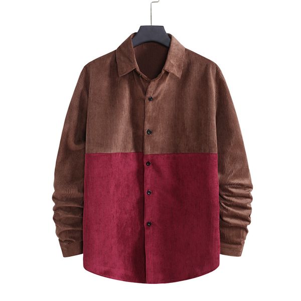 

men's corduroy long sleeve shirt in autumn and winter, White;black