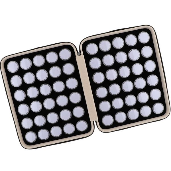 

60 grids gemstone loose diamond storage mini plastic box with pu leather carrying case gemstone organizer container, Pink;blue