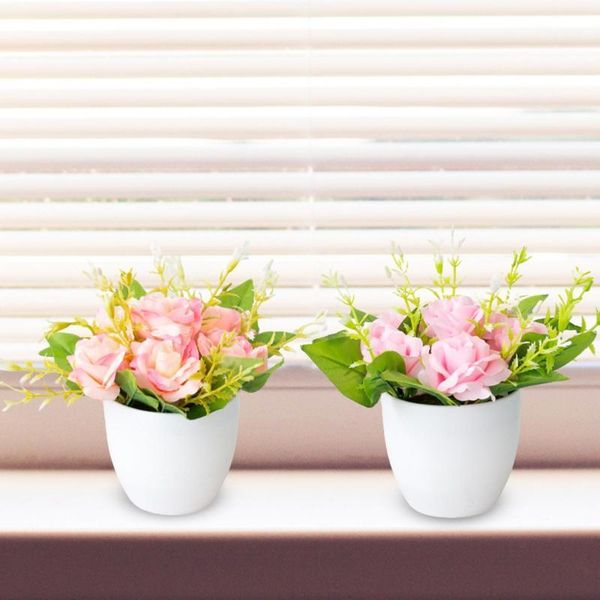 

decorative flowers & wreaths simplicity simulation artificial rose potted green plants bonsai for home office cafe garden festival decor orn