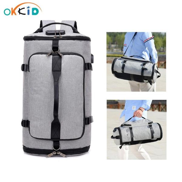 

okkid large travel luggage handbag men travel duffel bag with luggage belt male anti theft password lock big bag pack
