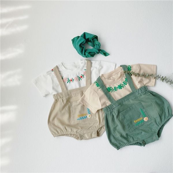 

milancel baby clothes embrodiery tee and pumkin bodysuits baby boys clothing set korean baby outfit y200803, White