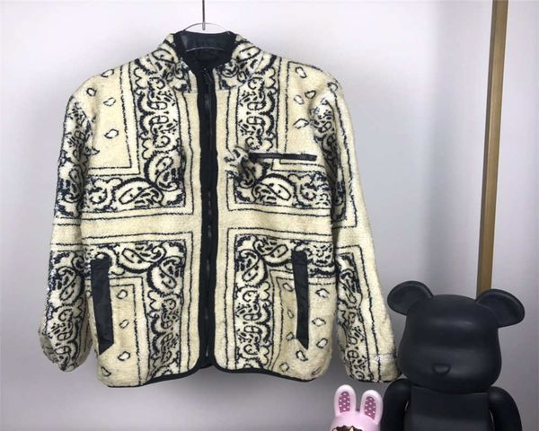 

cashew flower polar fleece jacket fashion pattern printed fleece jacket, Black;brown