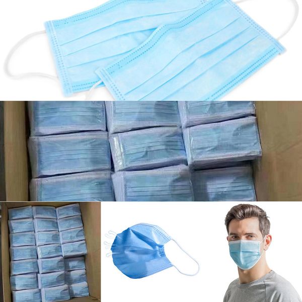 

mask layer face three dust disposable ear-loop face masks cover 3-ply non-woven disposable dust fhge