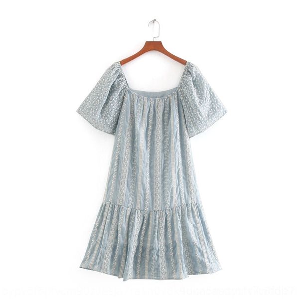 

lwoxa women's m8502 fashion 2020 summer new style embroidered neck square ruffled short sleeve dress embroidered dress tmnuf, Black;gray
