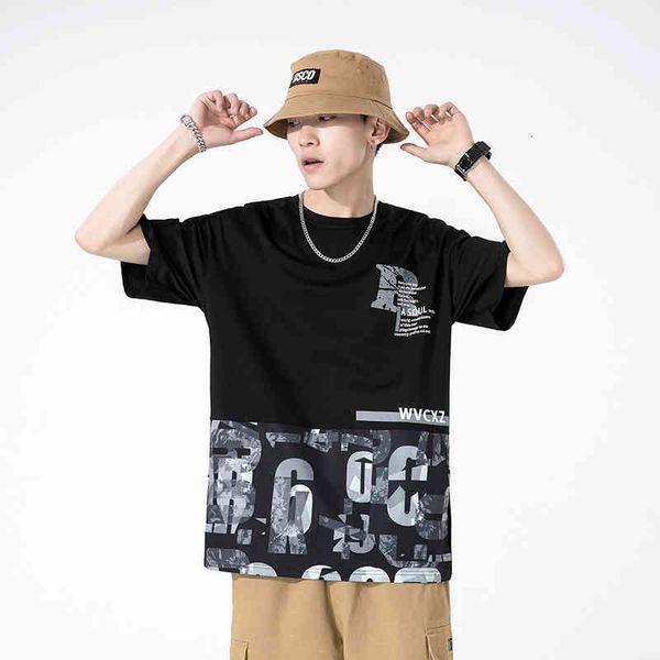 

men's t shirt summer short sleeve korean chao brand cotton round neck bottomed student loose half, White;black