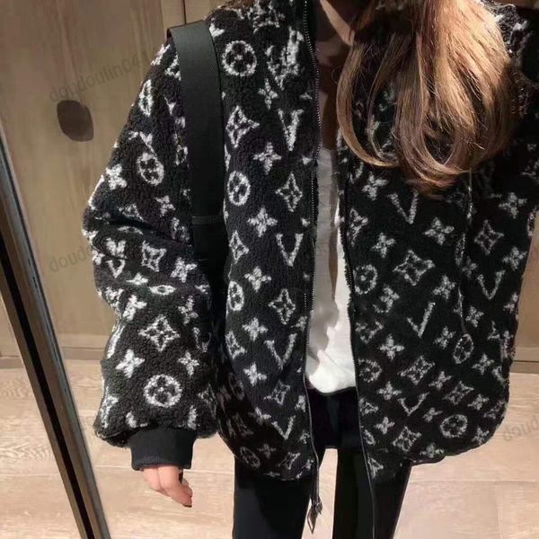 

new winter 2020 polar bear stand-up jacket with extra thickness for men and women web celebrity lamb coat, Black;brown