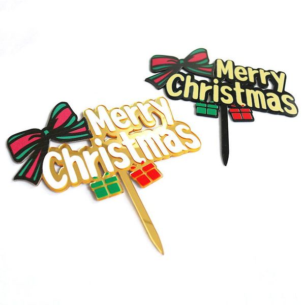 

1 piece merry christmas acrylic cake er butterfly knot merry christmas cake er party decorations supplies