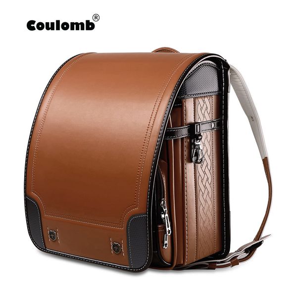 

coulomb children japan school bag for boys kid orthopedic backpack for school students bookbags japan pu randoseru baby bags y200706