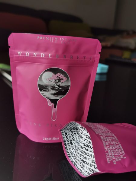 

премиум крытого розового wonderbrett sealable майларового сумка 10x12.4cm 3.5g защита от детей edibles пластикового zipper пакета сухой трав